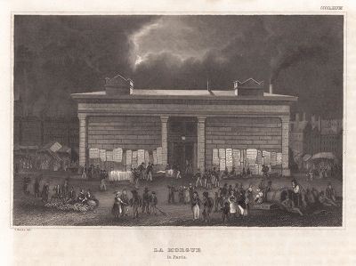 Парижский морг - популярное место прогулок парижан в XIX веке. Meyer's Universum..., Хильдбургхаузен, 1844 год.