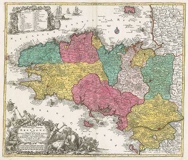 Карта Бретани. Gouvernement general de Bretagne sive Ducatus Britanniae minoris. 