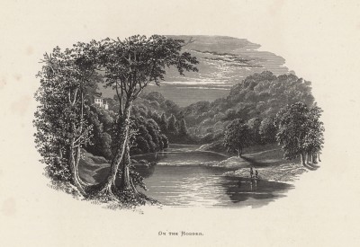 На реке Ходдер (графство Ланкашир, северная Англия) (иллюстрация к работе "Пресноводные рыбы Британии", изданной в Лондоне в 1879 году)