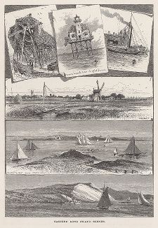 Виды восточной оконечности острова Лонг-Айленд, штат Нью-Йорк. Лист из издания "Picturesque America", т.I, Нью-Йорк, 1872.