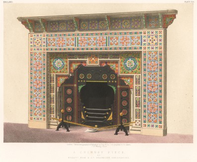Портал камина, выполненный в арабском стиле фирмой Maw & Co. из английского графства Шропшир (Каталог Всемирной выставки в Лондоне. 1862 год. Том 3. Лист 224)