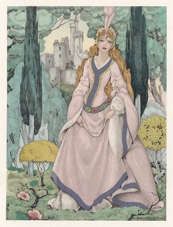 Принцесса. Иллюстрация Умберто Брунеллески к сказке Шарля Перро. Париж, 1946 год