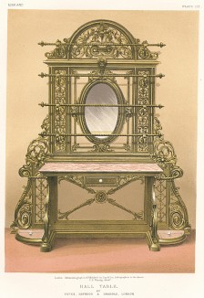 Консоль из мрамора и бронзы с зеркалом в ренессансном стиле от Yates, Haywood and Drabble, Лондон. Каталог Всемирной выставки в Лондоне 1862 года, т.2, л.122. 