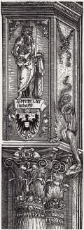 Капитель с орнаментом из листьев и головками путти под фигурой Альбрехта Победителя (деталь дюреровской Триумфальной арки императора Максимилиана I)