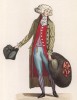 Парижский щёголь 80-х гг. XVIII века (лист 143 работы Жоржа Дюплесси "Исторический костюм XVI -- XVIII веков", роскошно изданной в Париже в 1867 году)