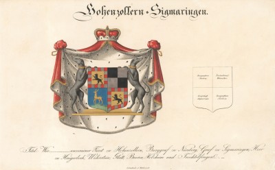 Герб княжеского рода Гогенцоллерн-Зигмаринген. Из немецкого гербовника середины XIX века