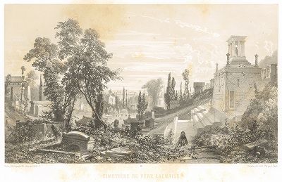 Кладбище Пер-Лашез (или Восточное кладбище) (из работы Paris dans sa splendeur, изданной в Париже в 1860-е годы)