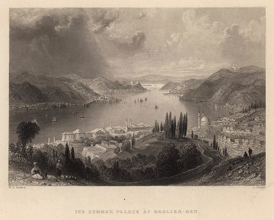 Константинополь (Стамбул). Летний дворец в Begler-bay. The Beauties of the Bosphorus, by miss Pardoe. Лондон, 1839
