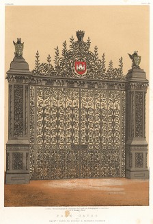 Ажурные кованые парковые ворота от Barnard Bishop, Норвич. Каталог Всемирной выставки в Лондоне 1862 года, т.2, л.193