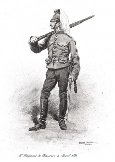 Французский конный егерь в полевой форме образца 1881 года (из Types et uniformes. L'armée françáise par Éduard Detaille. Париж. 1889 год)