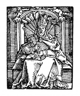 Святой Эразм, или Святой Эльм. Ганс Бальдунг Грин. Иллюстрация к Hortulus Animae. Издал Martin Flach. Страсбург, 1512