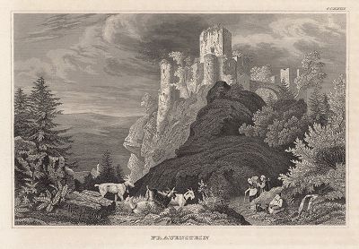 Фрауэнштайн -- город в Германии. Meyer's Universum, Oder, Abbildung Und Beschreibung Des Sehenswerthesten Und Merkwurdigsten Der Natur Und Kunst Auf Der Ganzen Erde, Хильдбургхаузен, 1838 год.