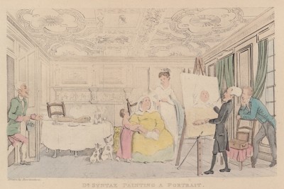 Доктор Синтакс пишет портрет. Иллюстрация Томаса Роуландсона к поэме Вильяма Комби "Путешествие доктора Синтакса в поисках живописного". Лондон, 1881
