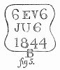 Штамп с датой и точным временем, проставляемый на служебных письмах, используемый почтовым управлением Великобритании в 1844 году (The Illustrated London News №113 от 29/06/1844 г.)