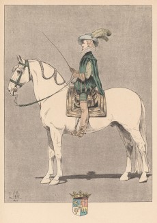 Сезар-Огюст де Бельгард, барон де Терме -- обер-шталмейстер французского короля в 1611--21 гг. (из "Иллюстрированной истории верховой езды", изданной в Париже в 1891 году)