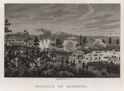 Генерал Бонапарт в сражении при Маренго 14 июня 1800 г. J.-M. de Norvins, Histoire de Napoleon, т.2. Париж, 1829