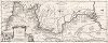Карта течения реки Волги. Первая в истории детальная карта Волги и Поволжья, составленная А. Олеарием в 1650-х годах на основе собственных наблюдений. Лист из "Описания путешествий в Московию, Татарию и Персию, совершенных Адамом Олеарием", Лейден, Амстердам, 1727

