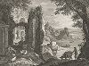 Пейзаж с козами кисти Пауля Бриля. Лист из знаменитого издания Galérie du Palais Royal..., Париж, 1808