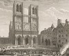 19 февраля 1790 г. Публичное покаяние Фавраса перед Собором Парижской Богоматери. Арестованный по обвинению в подготовке государственного переворота и осужденный на публичное покаяние и казнь через повешение, маркиз Фаврас с достоинством принимает смерть 