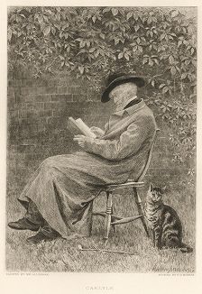 Томас Карлейль в своём саду в Челси. Лист из серии "Галерея офортов". Лондон, 1880-е