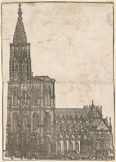 Вид Страсбургского собора. Ксилография, около 1574 г. 