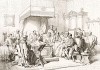 1548 год. Больной Доменико Веньеро (1517-82) принимает венецианских ученых, чтобы обсудить последние научные изыскания. Storia Veneta, л.106. Венеция, 1864
