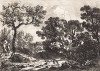Пейзаж с ручьем. Гравюра с рисунка знаменитого английского пейзажиста Томаса Гейнсборо из коллекции британского мецената Т. Монро. A Collection of Prints ...of Tho. Gainsborough, Лондон, 1819. 