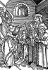 Святой Вольфганг изрекает пророчество. Из "Жития Святого Вольфганга" (Das Leben S. Wolfgangs) неизвестного немецкого мастера. Издал Johann Weyssenburger, Ландсхут, 1515 