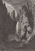 Водопад Тауэр, долина реки Йеллоустон-ривер. Лист из издания "Picturesque America", т.I, Нью-Йорк, 1872.
