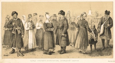 Одежда крестьян и крестьянок Эстляндской губернии (Русский художественный листок. № 30 за 1853 год)