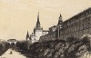 Москва, западная сторона Московского Кремля, из издания "Россия и её цари" историка Элизабет Джейн Брабазон, Лондон, 1855 год.