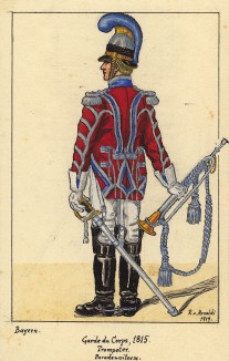 1815 г. Трубач конной гвардии короля Баварии в парадной форме. Коллекция Роберта фон Арнольди. Германия, 1911-29