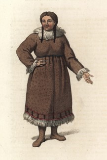 Традиционный костюм аборигенов Камчатки (лист 49 иллюстраций к известной работе Эдварда Хардинга "Костюм Российской империи", изданной в Лондоне в 1803 году)