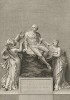 Уильям Шекспир в окружении Музы драмы и Гения живописи. Горельеф, украшавший вход в лондонскую Шекспировскую галерею. Boydell's Graphic Illustrations of the Dramatic works of Shakspeare, Лондон, 1803. 