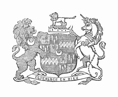 Фамильный герб английского аристократического рода графов Беверли (The Illustrated London News №301 от 05/02/1848 г.)