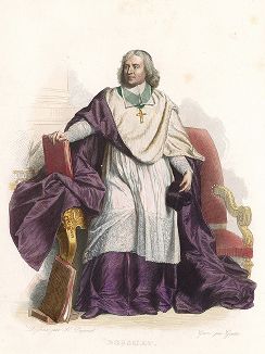 Жак-Бенинь Боссюэ (1627-1704) -  французский епископ, теолог и писатель. Лист из серии Le Plutarque francais..., Париж, 1844-47 гг. 