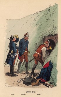 Врага на воздух! Прусские сапёры за минуту до взрыва (иллюстрация Адольфа Менцеля к известной работе Эдуарда Ланге "Солдаты Фридриха Великого", изданной в Лейпциге в 1853 году)