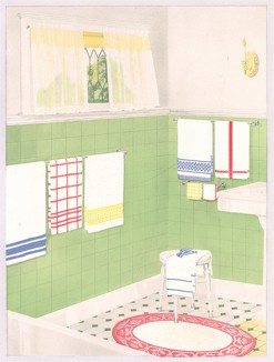 Типичный интерьер ванной комнаты 1920-х годов в США. 