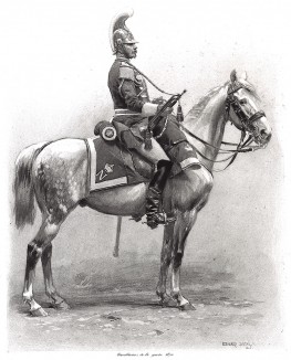 Карабинер французской гвардии в униформе образца 1870 года (из Types et uniformes. L'armée françáise par Éduard Detaille. Париж. 1889 год)