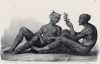 Обильно татуированные жители Океании (лист 6 второго тома работы профессора Шинца Naturgeschichte und Abbildungen der Menschen und Säugethiere..., вышедшей в Цюрихе в 1840 году)