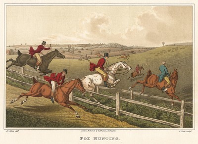 Охота на лис - любимое развлечение британской аристократии. The National Sports of Great Britain by Henry Alken. Лондон, 1903