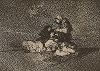Какая польза от чашки? Лист 59 из известной серии офортов знаменитого художника и гравёра Франсиско Гойи "Бедствия войны" (Los Desastres de la Guerra). Представленные листы напечатаны в Мадриде с оригинальных досок около 1900 года. 