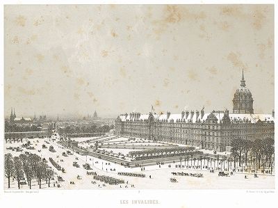 Дом инвалидов. Вид на главный фасад со стороны эспланады (из работы Paris dans sa splendeur, изданной в Париже в 1860-е годы)