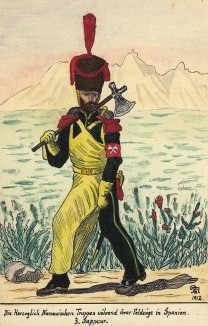 Сапер пехотного полка герцогства Нассау эпохи наполеоновских войн. Коллекция Роберта фон Арнольди. Германия, 1911-29