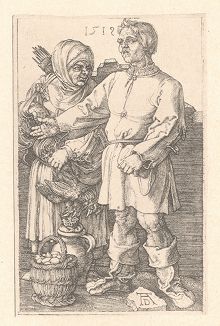 Фермеры. Гравюра Альбрехта Дюрера, выполненная ок. 1519 года (Репринт 1928 года. Лейпциг)