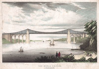 Подвесной мост через пролив Менай между островом Англси и Уэльсом, построенный по проекту выдающегося инженера Томаса Телфорда в 1826 году. 