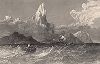 Тейде -- вулкан на острове Тенерифе высотой 3718 метров. Meyer's Universum, Oder, Abbildung Und Beschreibung Des Sehenswerthesten Und Merkwurdigsten Der Natur Und Kunst Auf Der Ganzen Erde, Хильдбургхаузен, 1839 год.