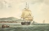 Британский парусник "Лорд Лаутер", построенный в 1825 г. Репринт середины XX века со старинной английской гравюры