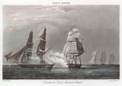 Французский бриг "Лис" (Le Renard) в неравном бою с английскими кораблями