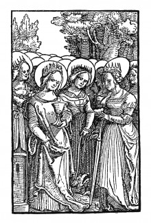 Святые девы. Иллюстрация Ганса Шауфелейна к Via Felicitatis. Издал Johann Miller, Аугсбург, 1513